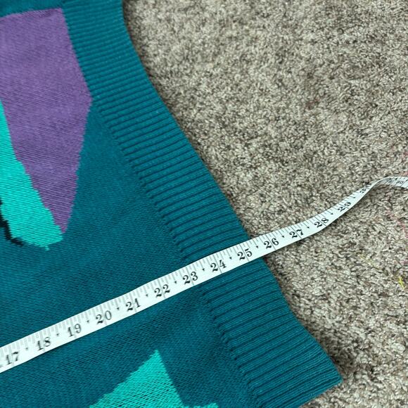 VTG London Fog Golf Sweater Men's Large Made in USA 100% Cotton Intarsia Knit - Picture 4 of 15